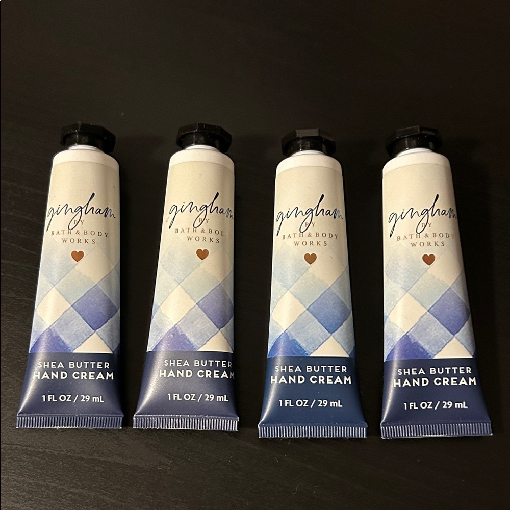 Bundle of 4 B&BW Gingham Blue Shea Butter Hand Cream Travel Size
